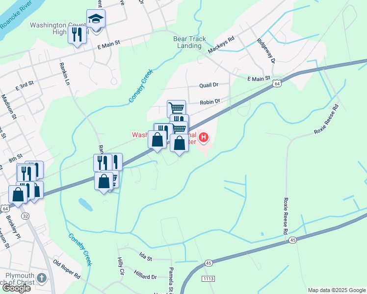 map of restaurants, bars, coffee shops, grocery stores, and more near 824 U.S. 64 in Plymouth