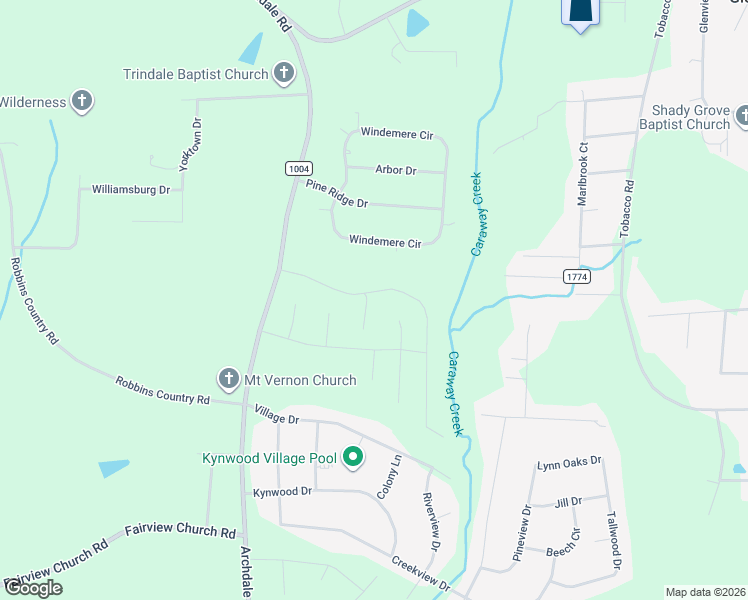 map of restaurants, bars, coffee shops, grocery stores, and more near 1300 Leyland Terrace in Archdale