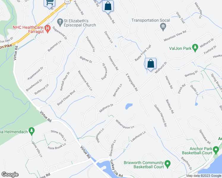 map of restaurants, bars, coffee shops, grocery stores, and more near 12004 West Kingsgate Road in Farragut