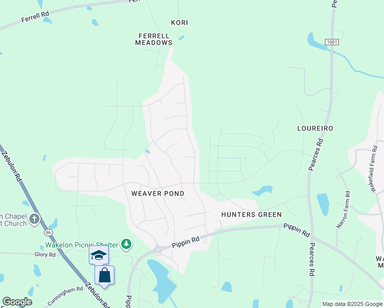 map of restaurants, bars, coffee shops, grocery stores, and more near 3237 Lacewing Drive in Zebulon