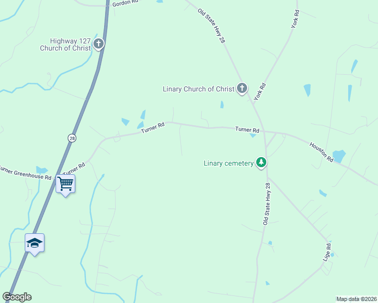 map of restaurants, bars, coffee shops, grocery stores, and more near 409 Turner Road in Crossville