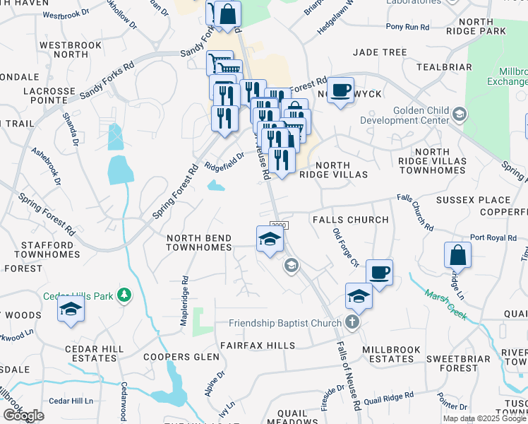 map of restaurants, bars, coffee shops, grocery stores, and more near 1100 Logger Court in Raleigh