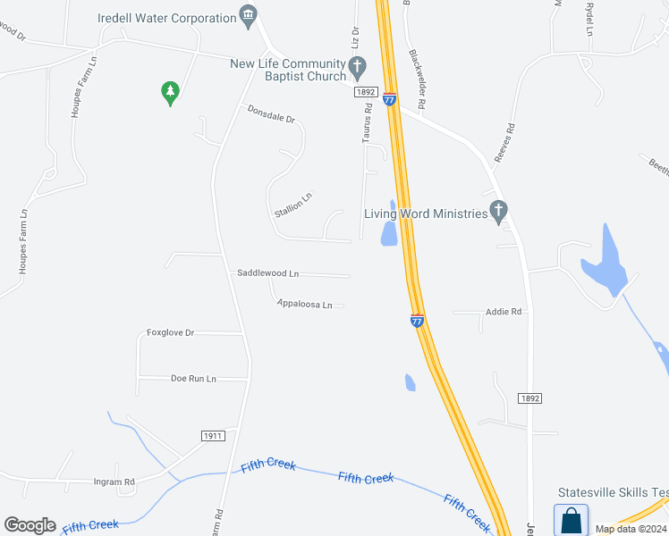 map of restaurants, bars, coffee shops, grocery stores, and more near 175 Saddlewood Lane in Statesville