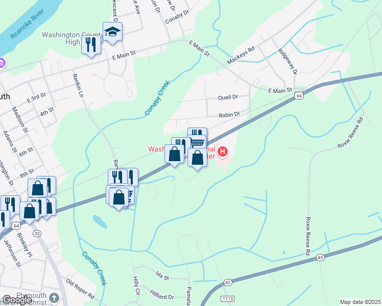 map of restaurants, bars, coffee shops, grocery stores, and more near 824 U.S. 64 in Plymouth