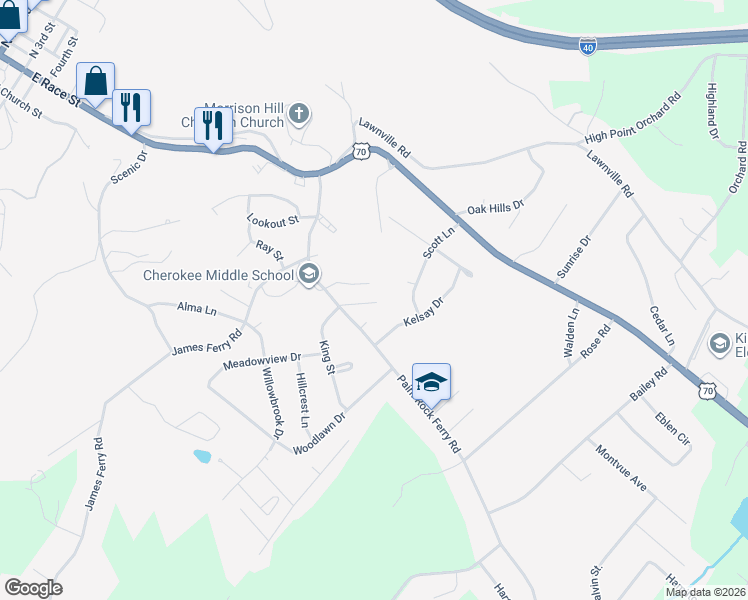 map of restaurants, bars, coffee shops, grocery stores, and more near 220 Farmington Trail in Kingston