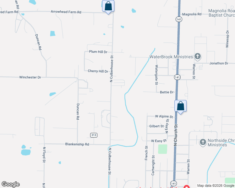 map of restaurants, bars, coffee shops, grocery stores, and more near 1918 North Culberhouse Street in Jonesboro