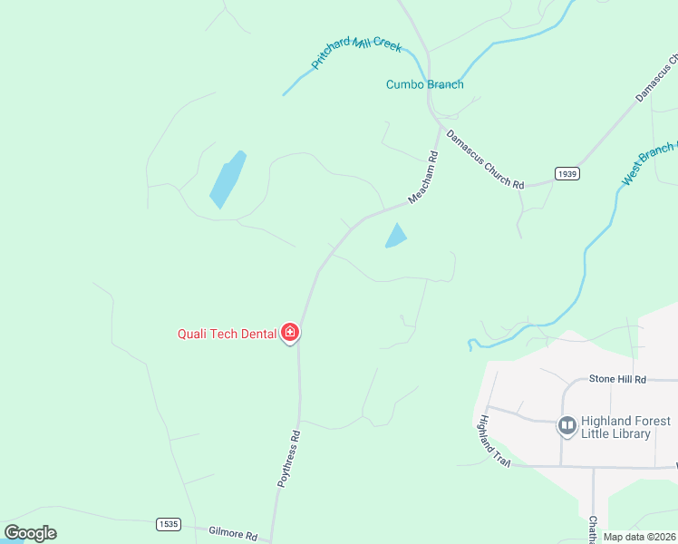 map of restaurants, bars, coffee shops, grocery stores, and more near 1362 Poythress Road in Chapel Hill