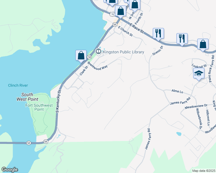 map of restaurants, bars, coffee shops, grocery stores, and more near 1148 Brentwood Point in Kingston