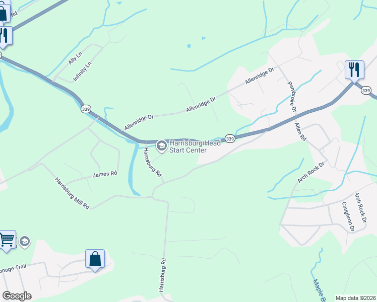 map of restaurants, bars, coffee shops, grocery stores, and more near 1853 Old Harrisburg Road in Sevierville