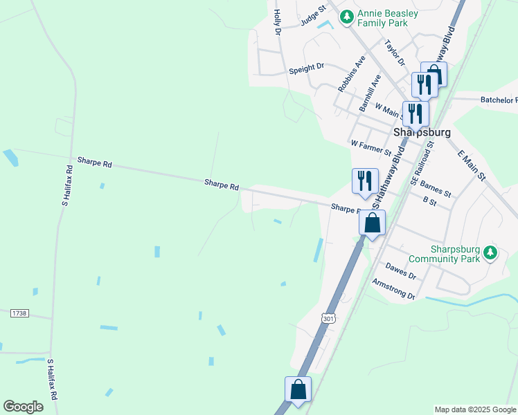 map of restaurants, bars, coffee shops, grocery stores, and more near 501 Kimberly Drive in Rocky Mount