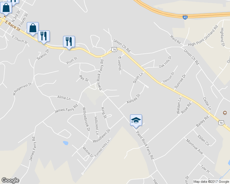 map of restaurants, bars, coffee shops, grocery stores, and more near 220 Farmington Trail in Kingston