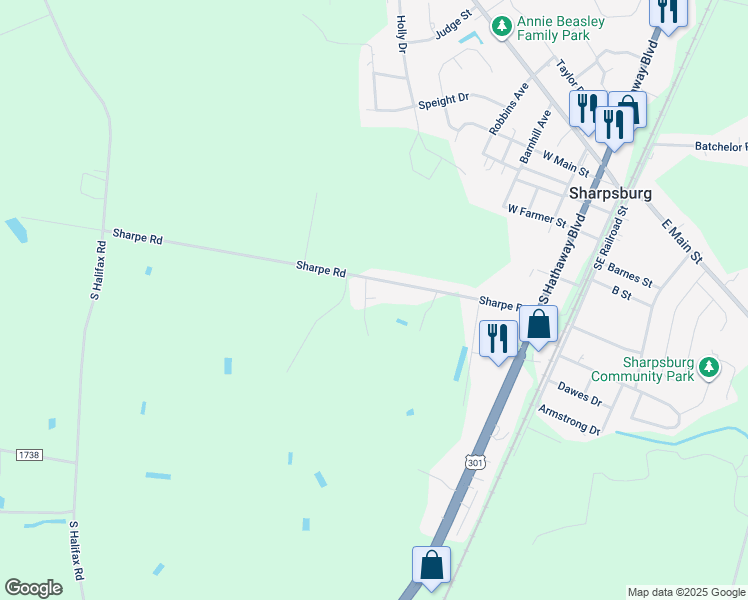 map of restaurants, bars, coffee shops, grocery stores, and more near 501 Kimberly Drive in Rocky Mount