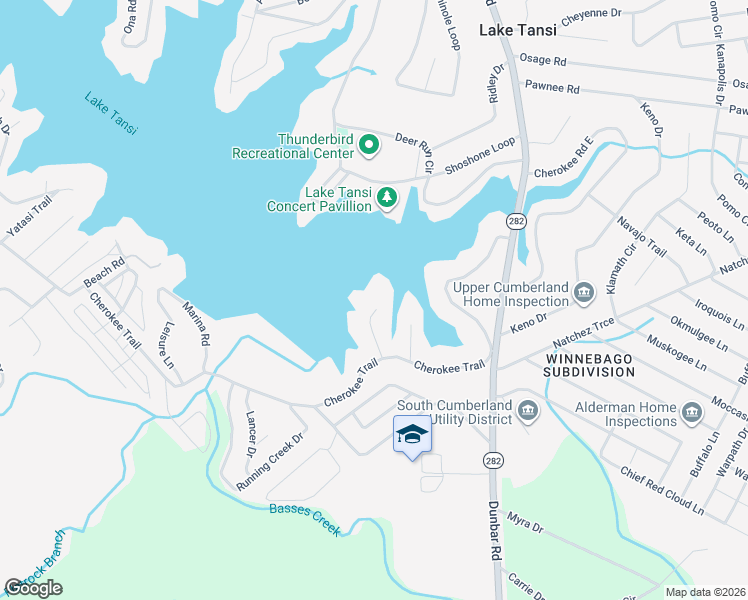map of restaurants, bars, coffee shops, grocery stores, and more near 125 Peace Pipe Bend in Crossville