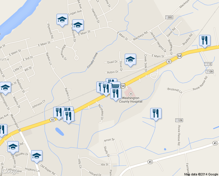 map of restaurants, bars, coffee shops, grocery stores, and more near 795 U.S. 64 in Plymouth