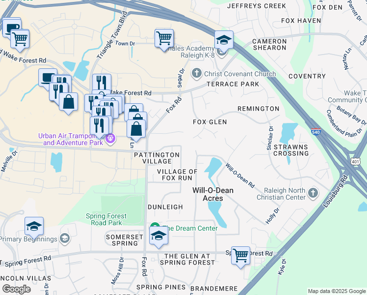 map of restaurants, bars, coffee shops, grocery stores, and more near 6036 Kohler Lane in Raleigh
