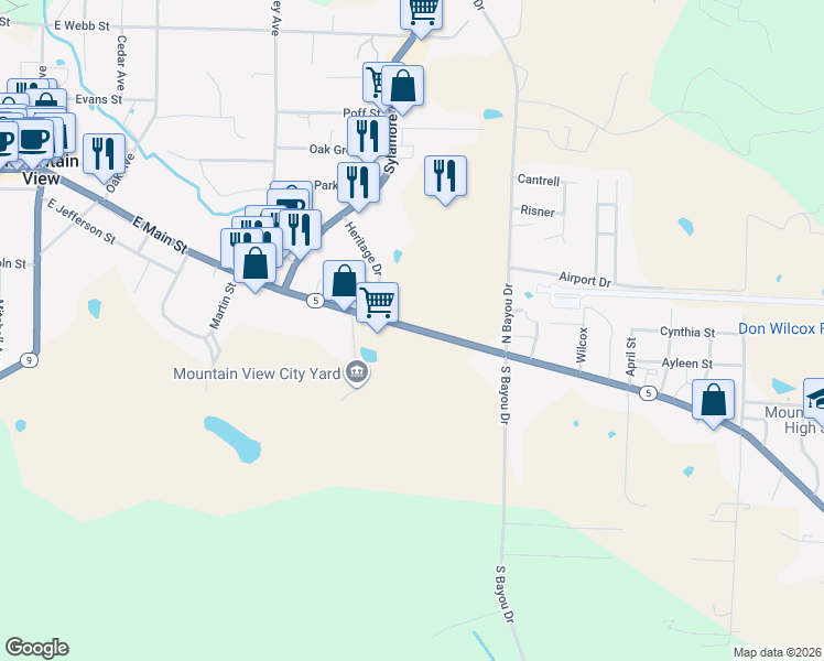 map of restaurants, bars, coffee shops, grocery stores, and more near 916 East Main Street in Mountain View