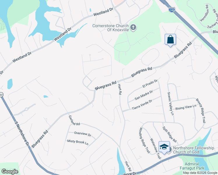 map of restaurants, bars, coffee shops, grocery stores, and more near 1600 Southshire Lane in Knoxville