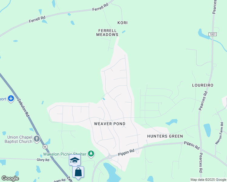 map of restaurants, bars, coffee shops, grocery stores, and more near 553 Carissa Lane in Zebulon