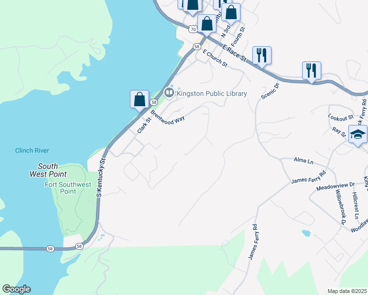map of restaurants, bars, coffee shops, grocery stores, and more near 1148 Brentwood Point in Kingston