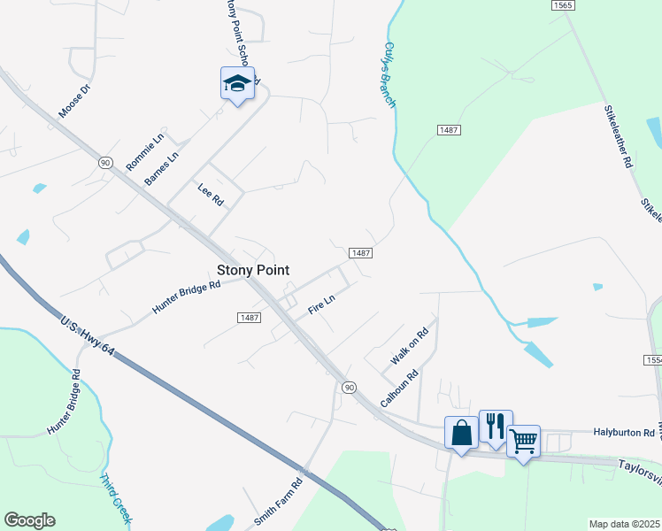 map of restaurants, bars, coffee shops, grocery stores, and more near 181 North Thomas Lane in Stony Point