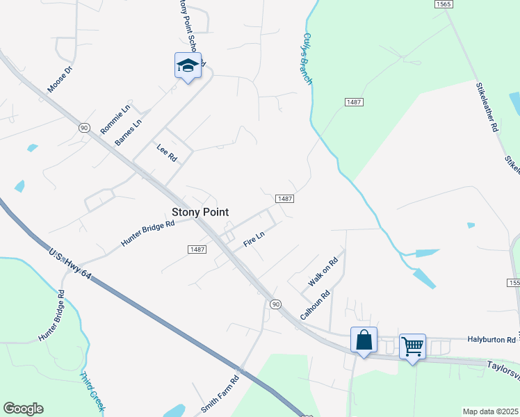 map of restaurants, bars, coffee shops, grocery stores, and more near 181 North Thomas Lane in Stony Point