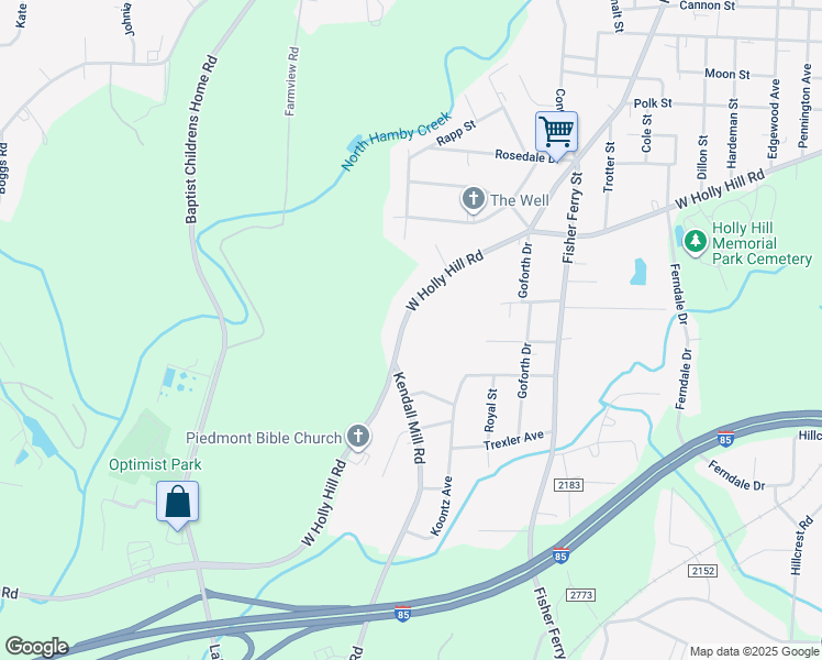 map of restaurants, bars, coffee shops, grocery stores, and more near 1035 West Holly Hill Road in Thomasville
