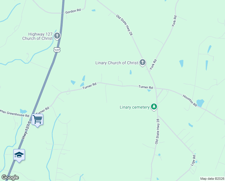 map of restaurants, bars, coffee shops, grocery stores, and more near 199 Turner Road in Crossville