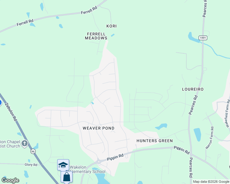 map of restaurants, bars, coffee shops, grocery stores, and more near 504 Willow Breeze Court in Zebulon