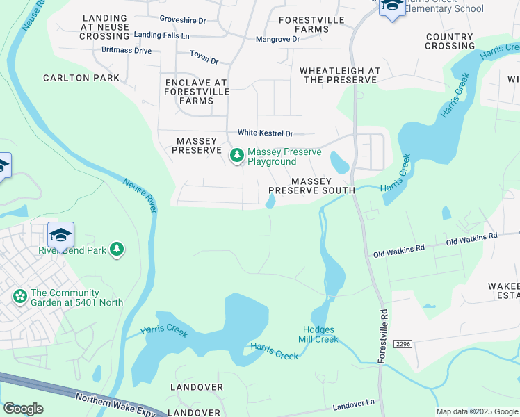 map of restaurants, bars, coffee shops, grocery stores, and more near 4022 Massey Wood Trail in Raleigh