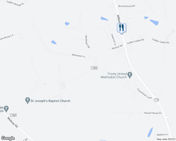 map of restaurants, bars, coffee shops, grocery stores, and more near 7 Weston Road in Statesville