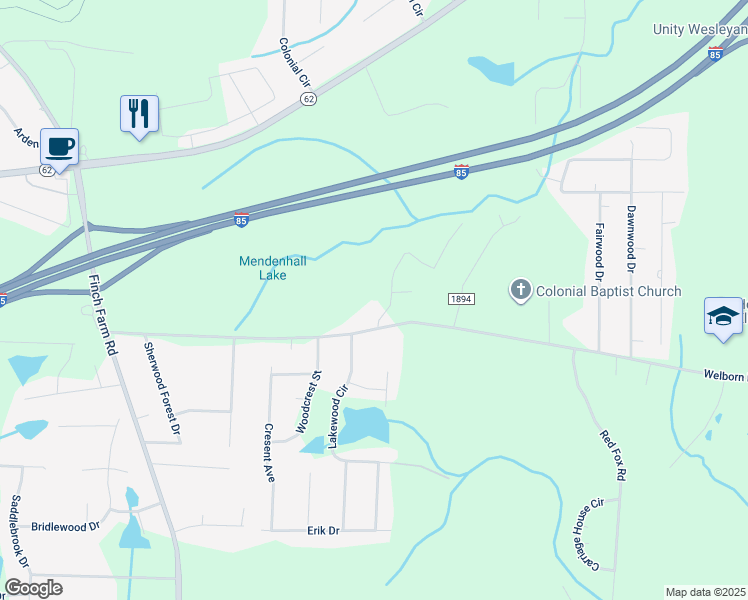 map of restaurants, bars, coffee shops, grocery stores, and more near 4129 Forest Manor Drive in Trinity