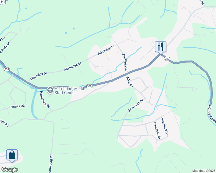 map of restaurants, bars, coffee shops, grocery stores, and more near 565 Old Covered Bridge Road in Sevierville
