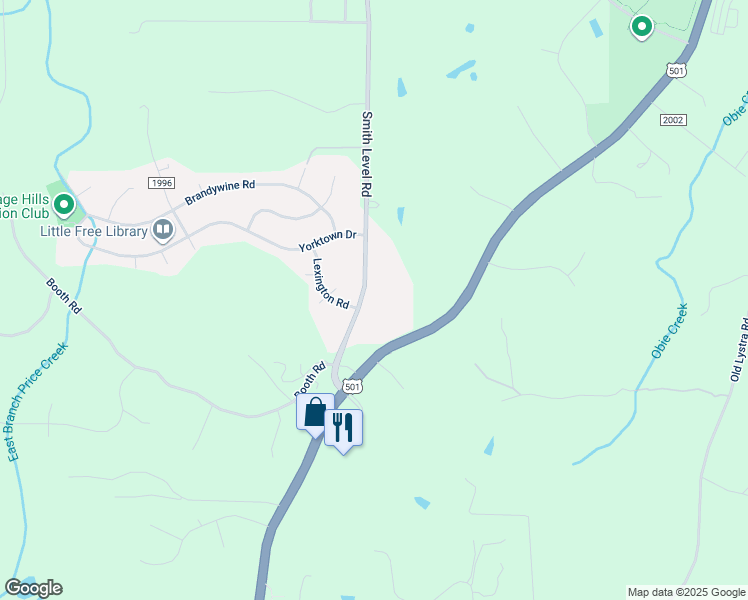 map of restaurants, bars, coffee shops, grocery stores, and more near 1701 Smith Level Road in Chapel Hill