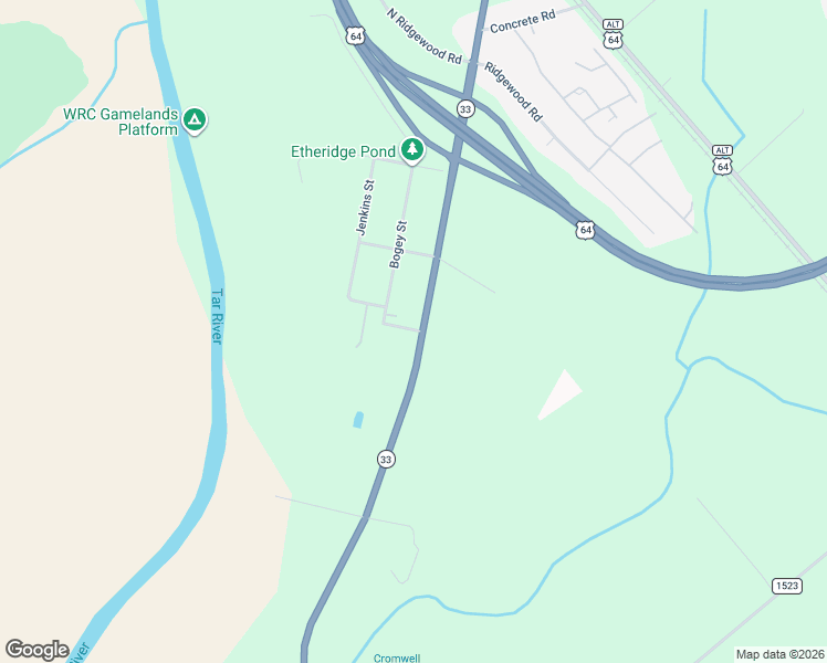 map of restaurants, bars, coffee shops, grocery stores, and more near 45 Dew Lane in Tarboro