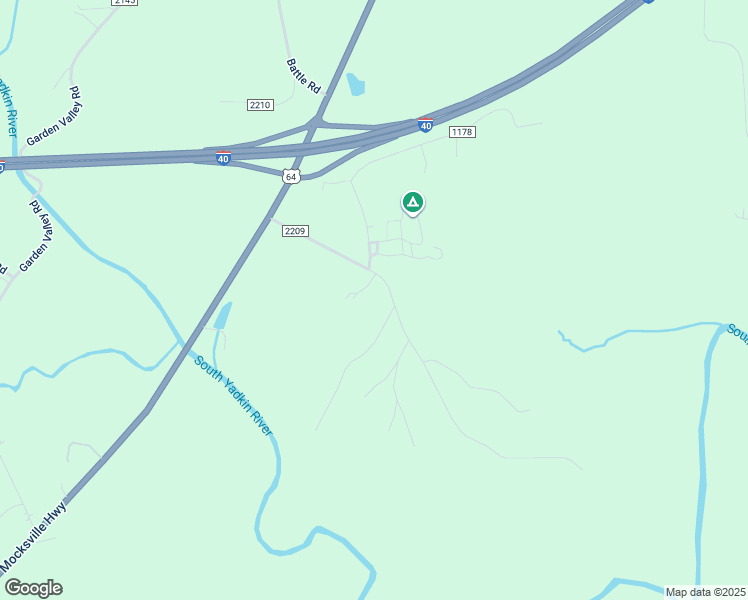 map of restaurants, bars, coffee shops, grocery stores, and more near Campground Road in Mocksville