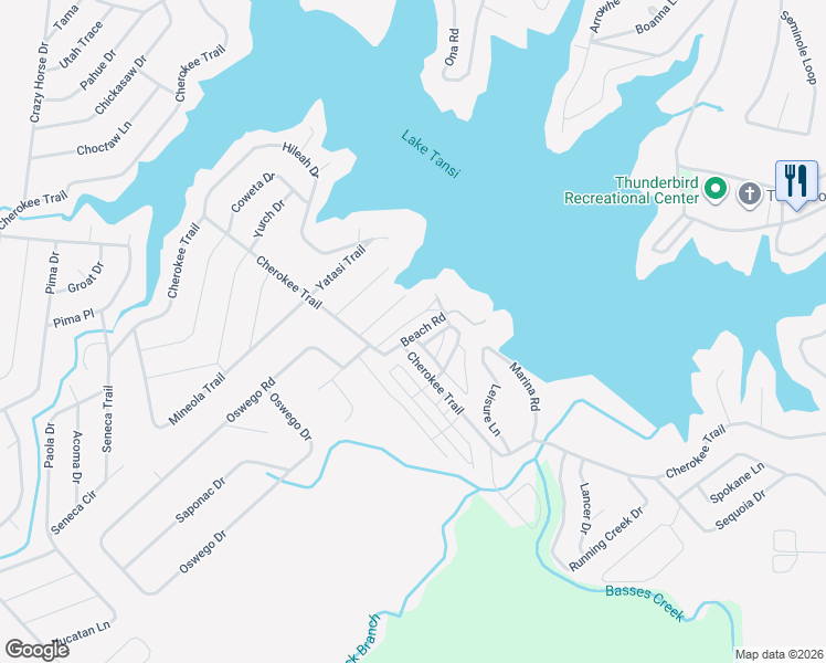map of restaurants, bars, coffee shops, grocery stores, and more near 59 Chippewa Trail in Crossville