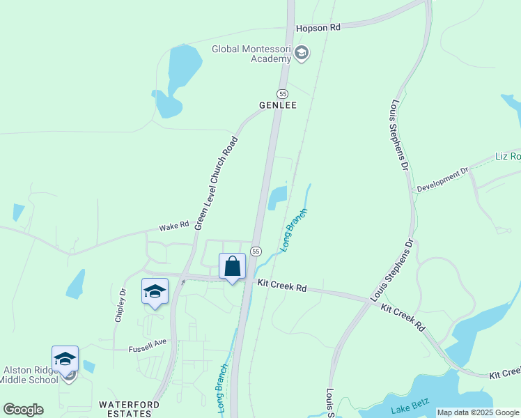 map of restaurants, bars, coffee shops, grocery stores, and more near 5523 North Carolina 55 in Cary