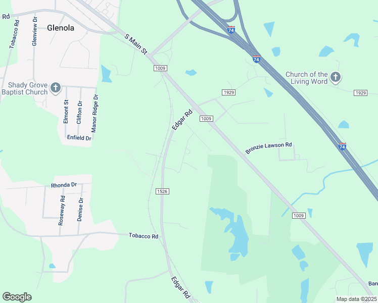 map of restaurants, bars, coffee shops, grocery stores, and more near 5154 Southland Drive in Archdale
