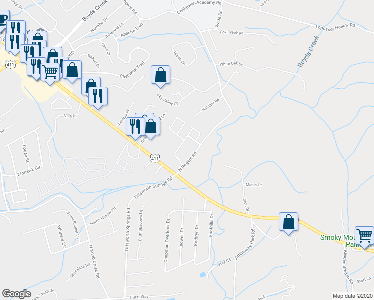 map of restaurants, bars, coffee shops, grocery stores, and more near 801 Fountain View Way in Seymour