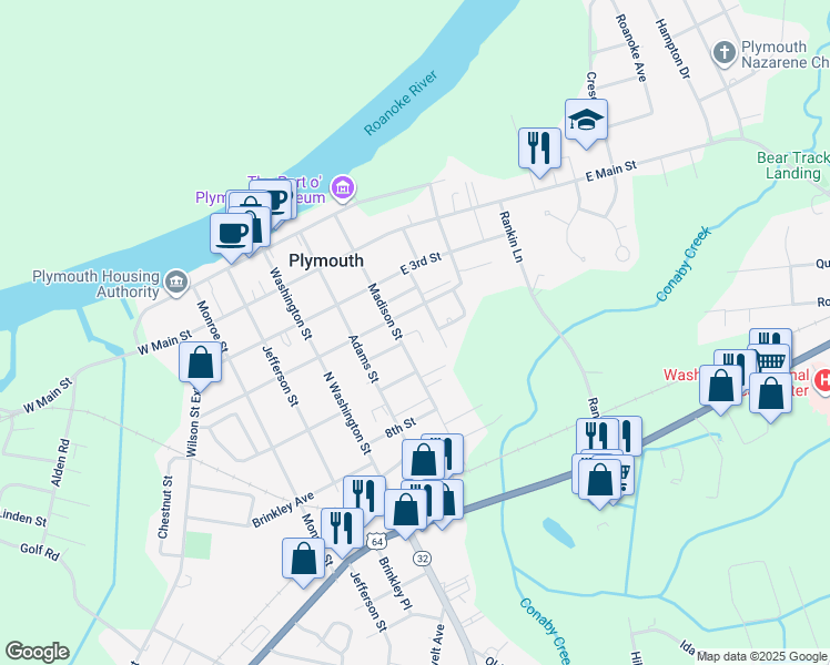 map of restaurants, bars, coffee shops, grocery stores, and more near 109 Bowser Court in Plymouth