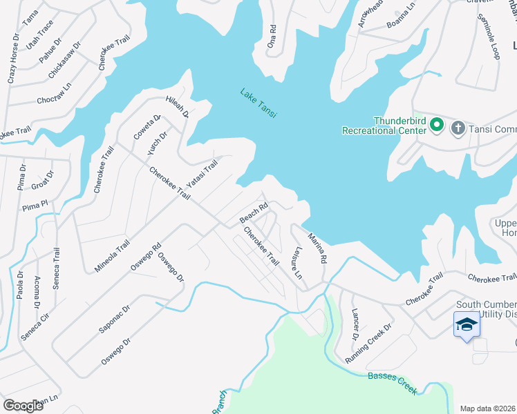 map of restaurants, bars, coffee shops, grocery stores, and more near 59 Chippewa Trail in Crossville