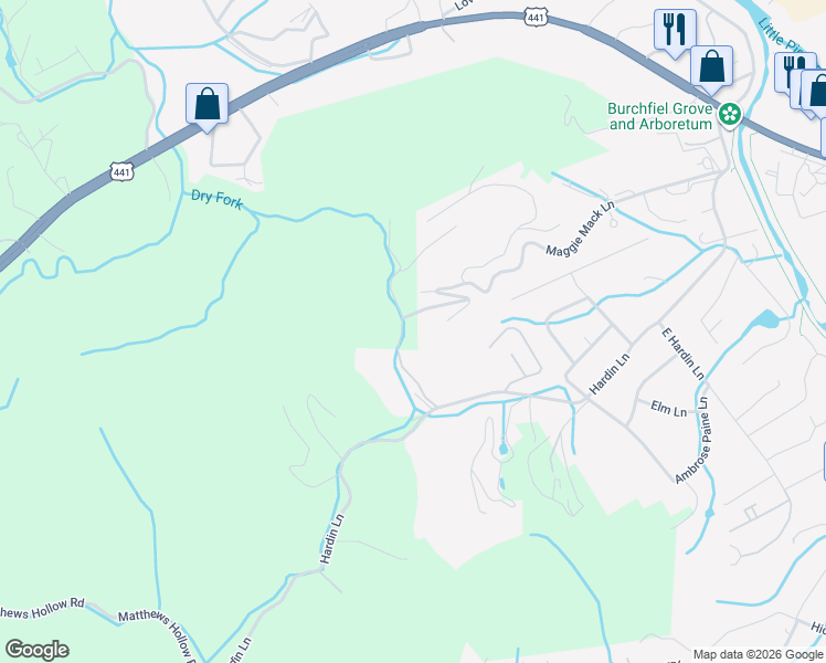 map of restaurants, bars, coffee shops, grocery stores, and more near 859 Cabin Creek Way in Sevierville