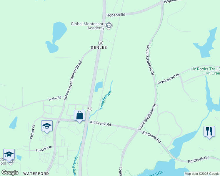map of restaurants, bars, coffee shops, grocery stores, and more near 7564 Kit Creek Road in Morrisville