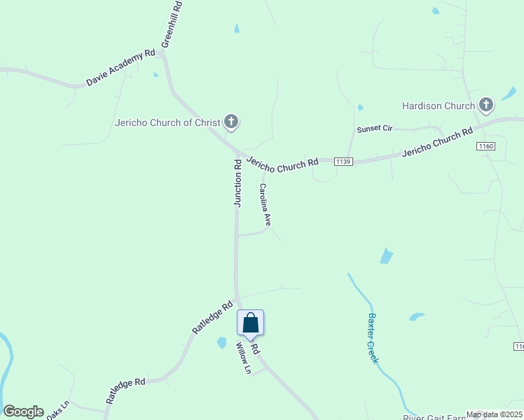 map of restaurants, bars, coffee shops, grocery stores, and more near Carolina Avenue in Mocksville