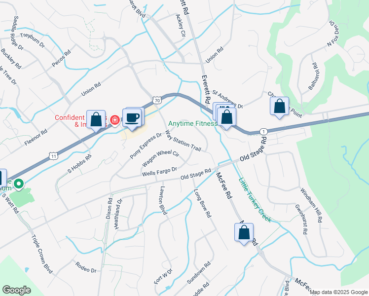 map of restaurants, bars, coffee shops, grocery stores, and more near 12621 Wagon Wheel Circle in Knoxville