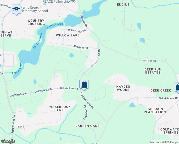 map of restaurants, bars, coffee shops, grocery stores, and more near 2924-2932 Watkins Town Road in Raleigh
