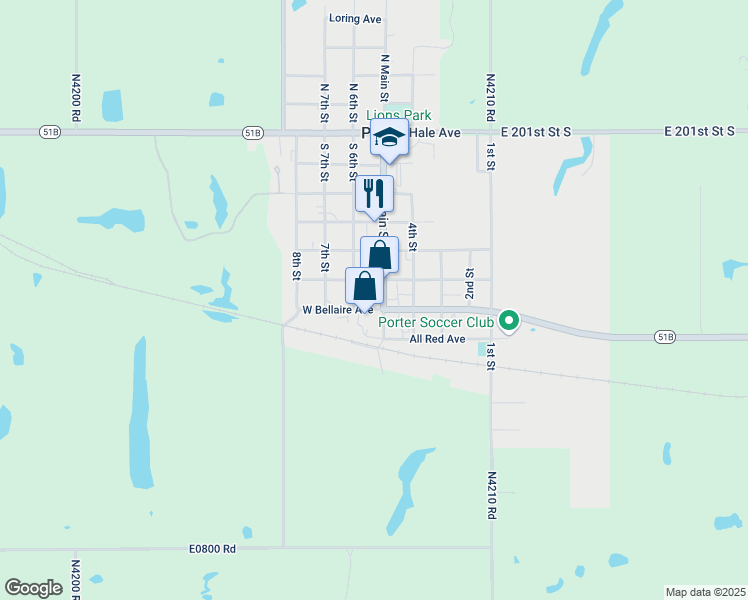 map of restaurants, bars, coffee shops, grocery stores, and more near 524 Main Street in Tullahassee