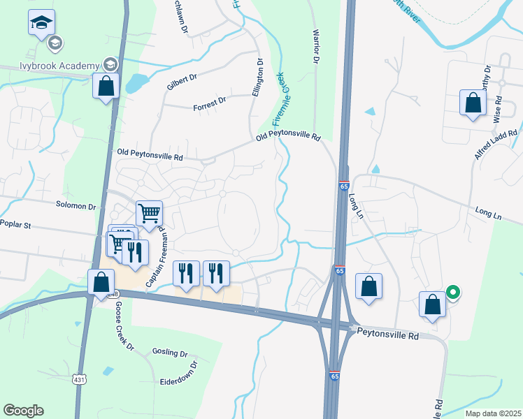 map of restaurants, bars, coffee shops, grocery stores, and more near 4037 Rural Plains Circle in Franklin