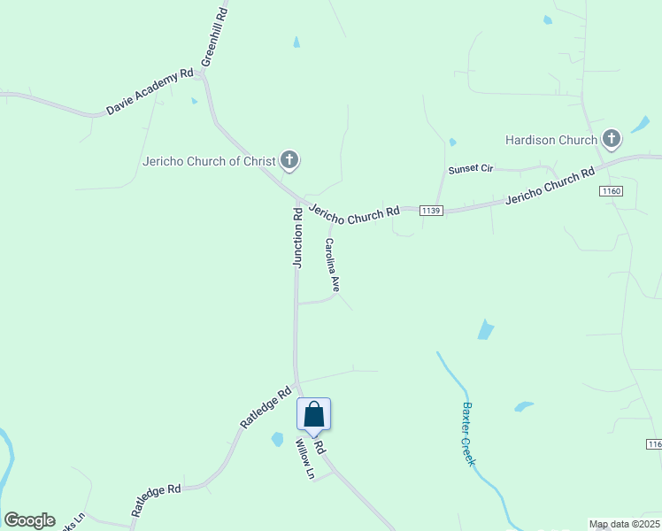 map of restaurants, bars, coffee shops, grocery stores, and more near Carolina Avenue in Mocksville