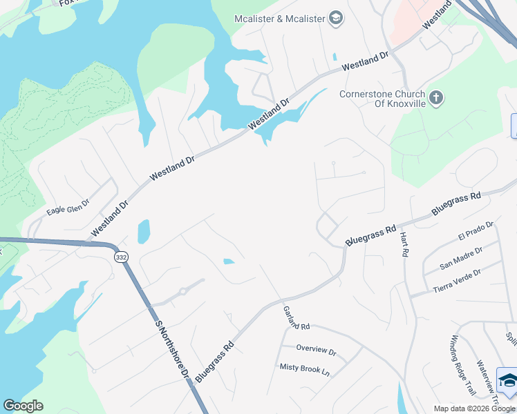 map of restaurants, bars, coffee shops, grocery stores, and more near 10153 Bluegrass Road in Knoxville